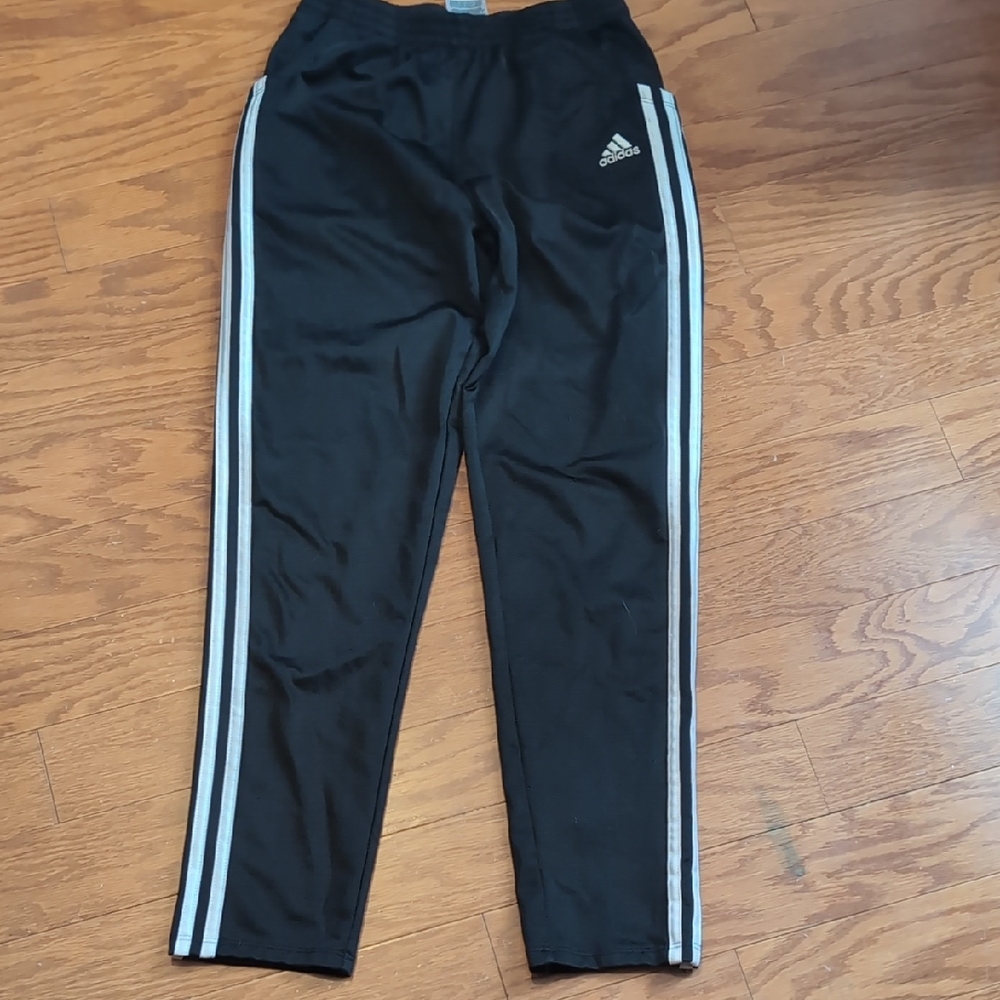 Adidas Kids Black Joggers/Track Pants with White Stripes